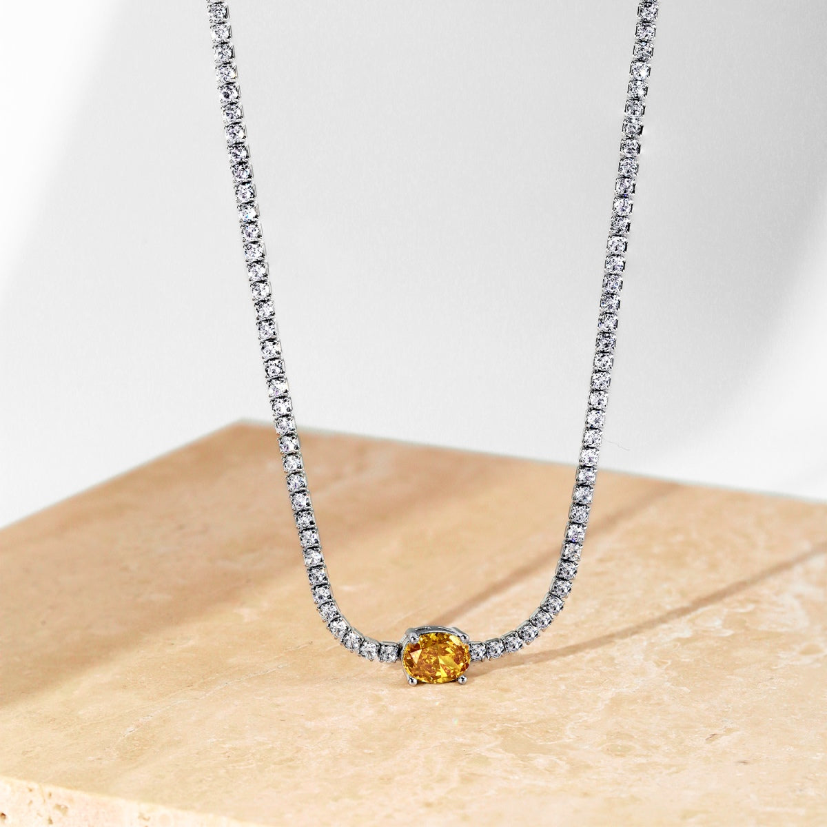 [Aurora]1.0 Carat Shining Oval Cut Necklace