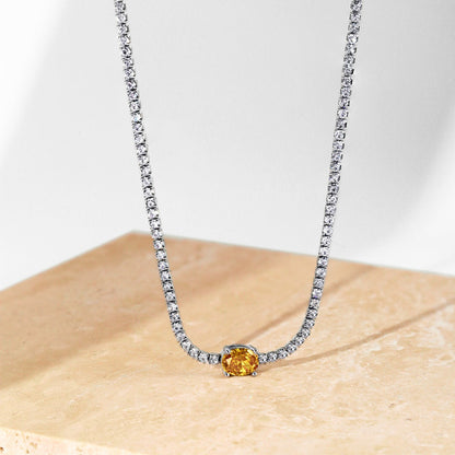 [Aurora]1.0 Carat Shining Oval Cut Necklace