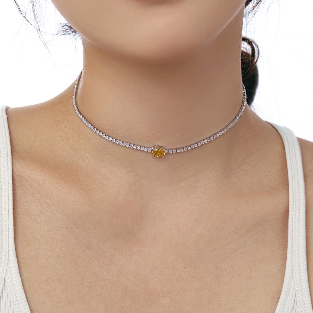 [Aurora]1.0 Carat Shining Oval Cut Necklace