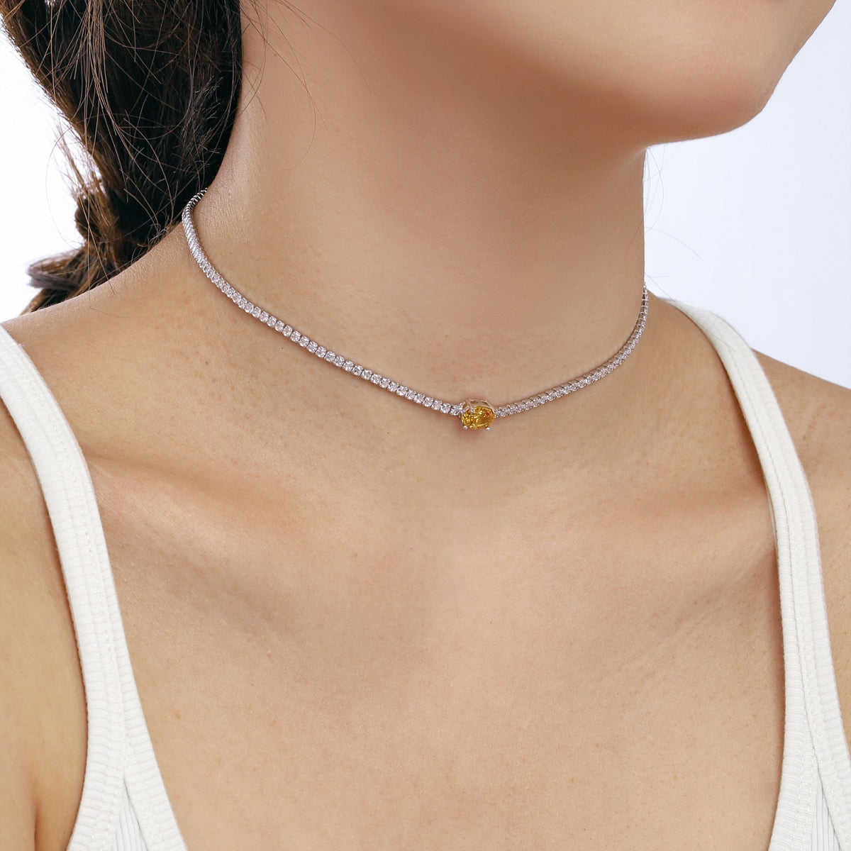 [Aurora]1.0 Carat Shining Oval Cut Necklace