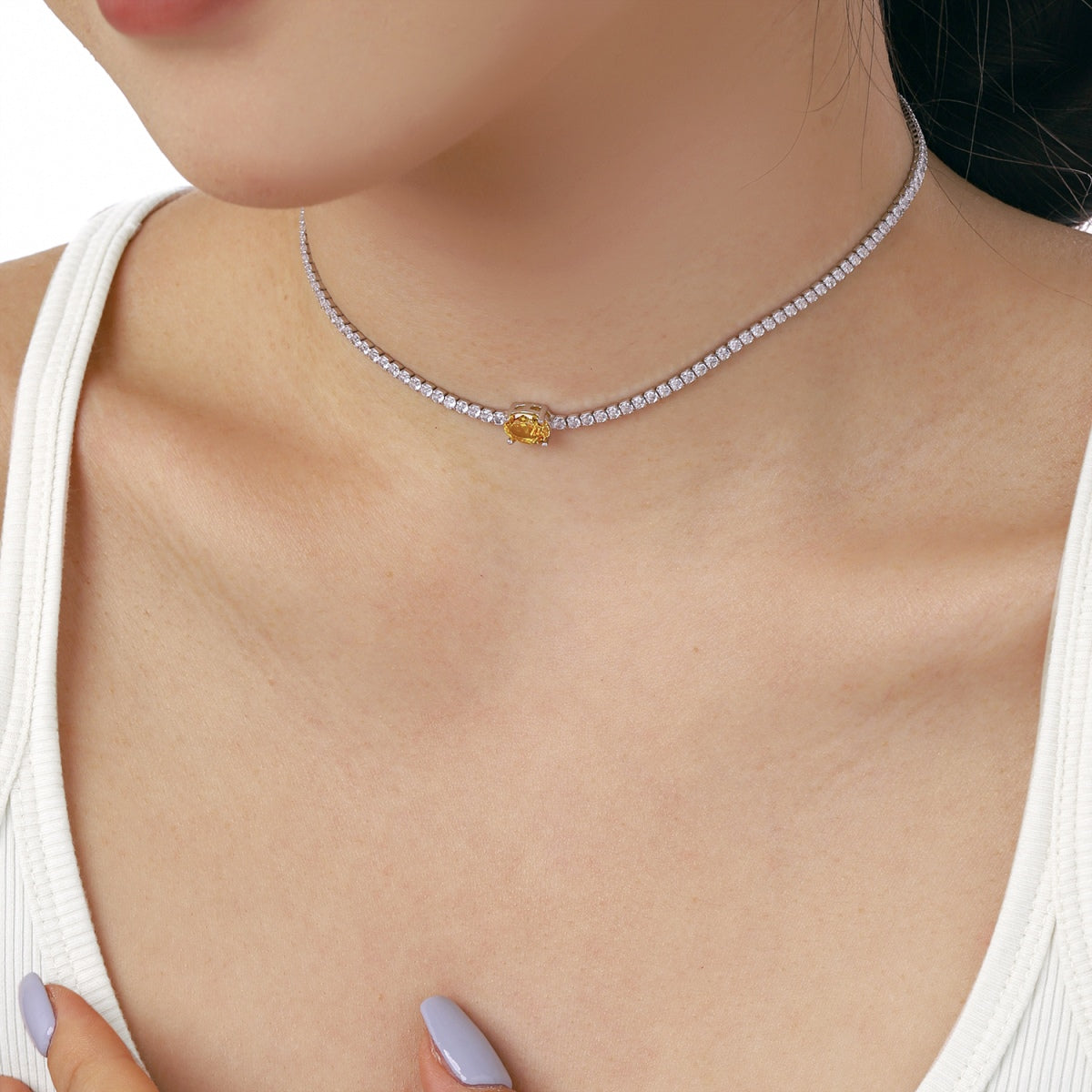 [Aurora]1.0 Carat Shining Oval Cut Necklace