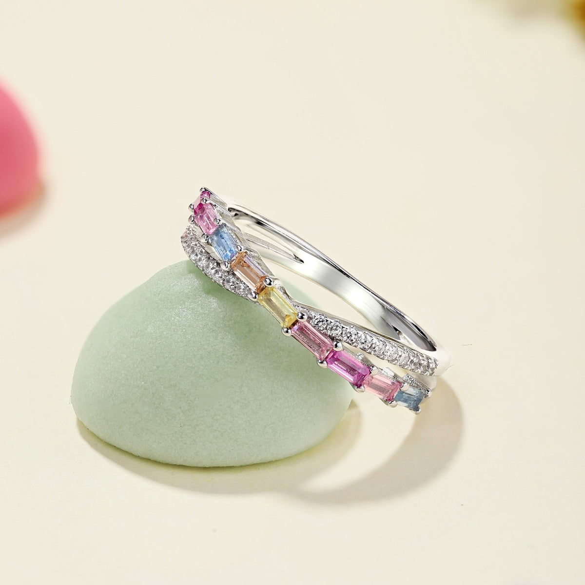 [AURORA]Energetischer eleganter Partyring im Radiant Cut