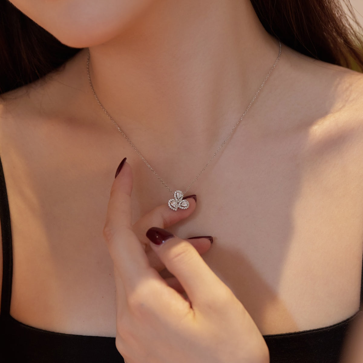 [Aurora]Elegant Flower Shape Pear Cut Necklace