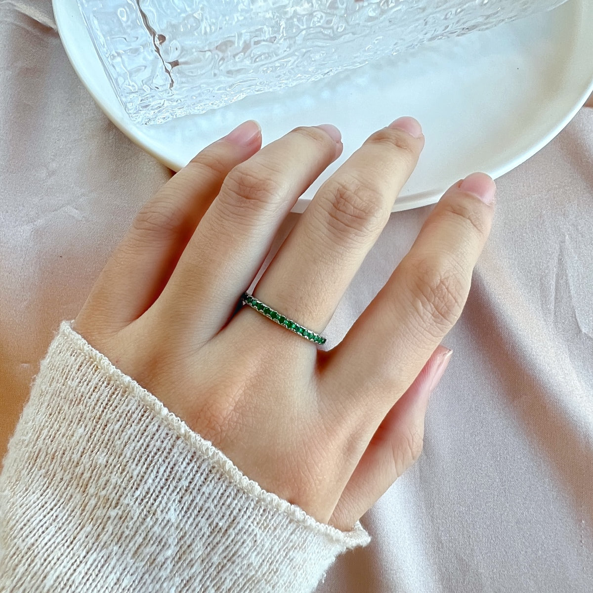 [Aurora]Delicate Sparkling Round Cut Daily Ring