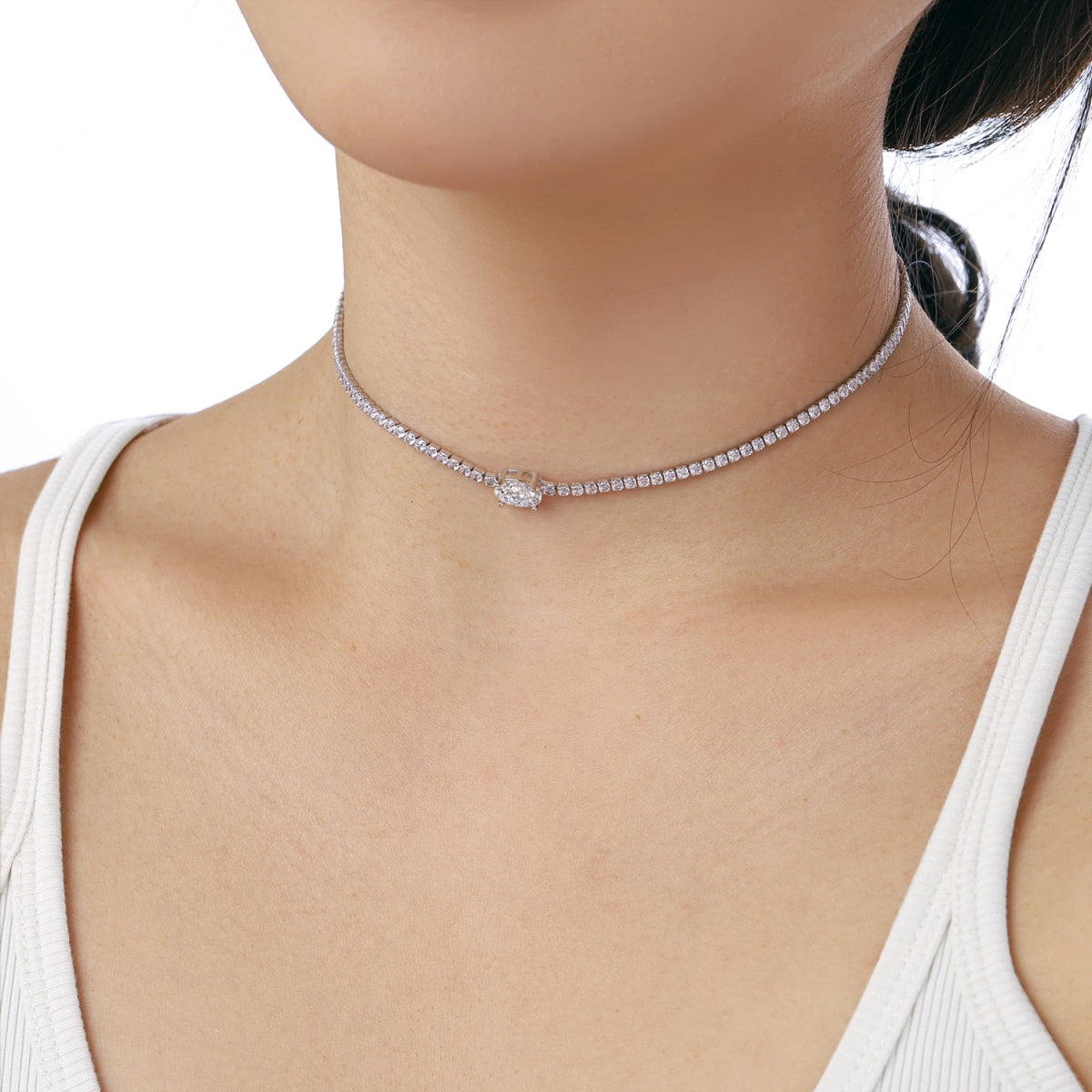 [Aurora]1.0 Carat Shining Oval Cut Necklace