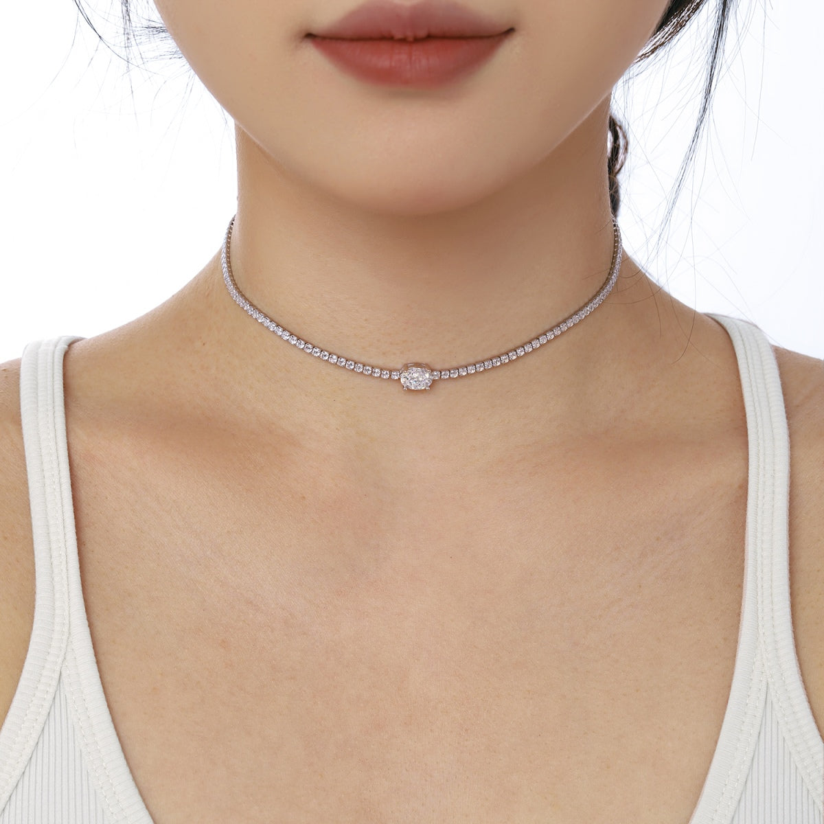 [Aurora]1.0 Carat Shining Oval Cut Necklace