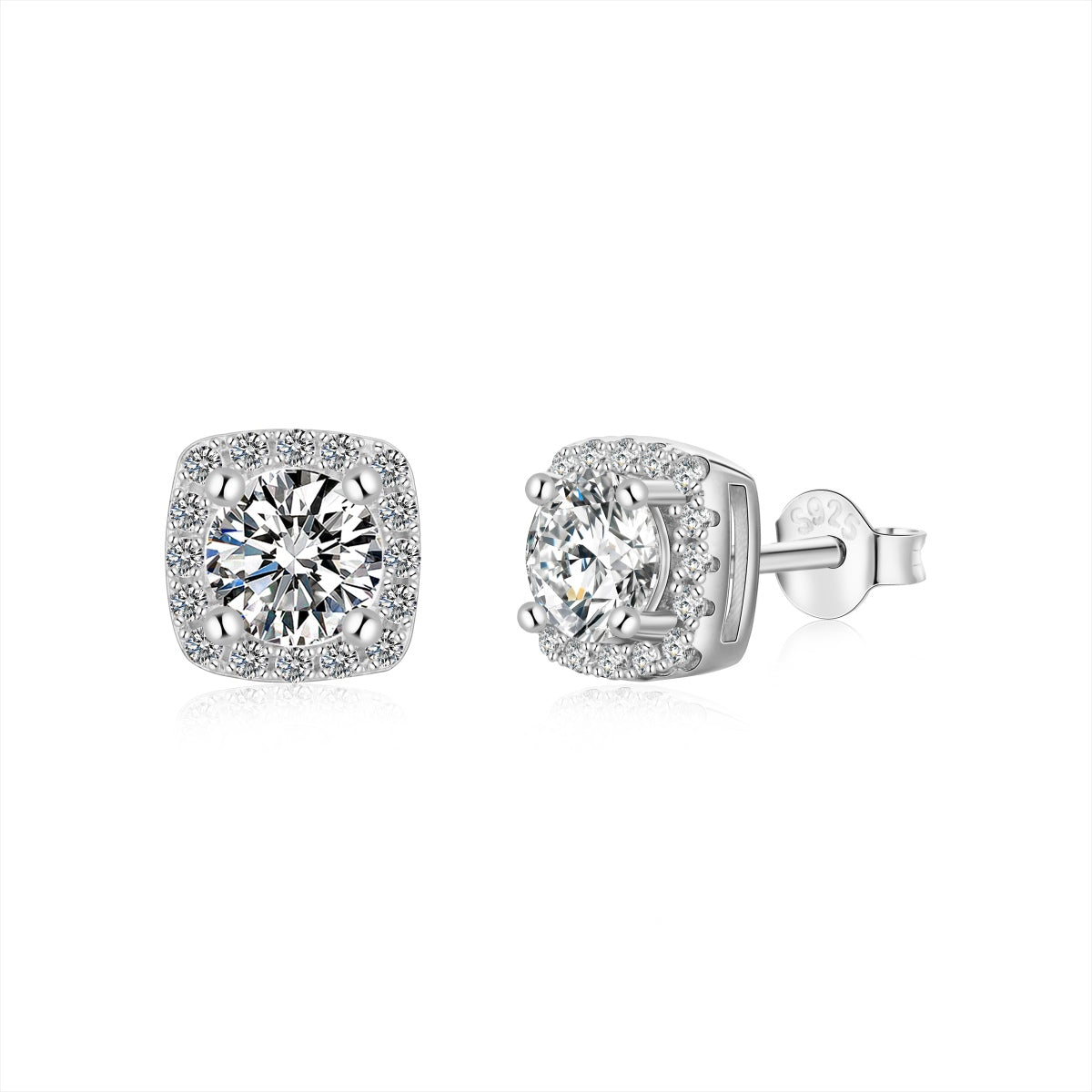 [Aurora]Classic Round Center Stone Stud Earrings