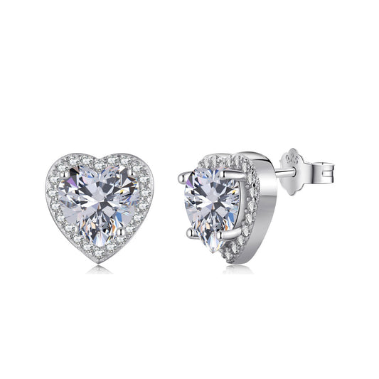 [Aurora]Sparkling Heart Shape Lover Earrings