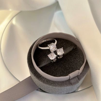 [Aurora]1.0 Carat Radiant Princess Cut Wedding Earrings