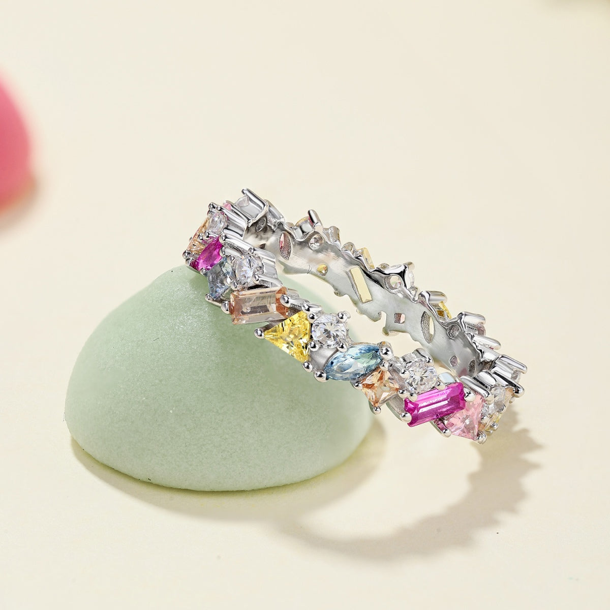 [Aurora]Dazzling Polychromatic Multi cut Daily Ring
