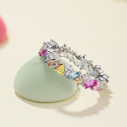 [Aurora]Dazzling Polychromatic Multi cut Daily Ring