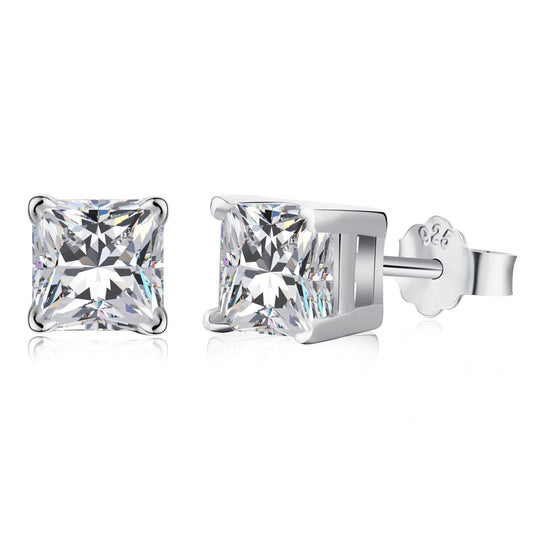 [Aurora]1.0 Carat Radiant Princess Cut Wedding Earrings