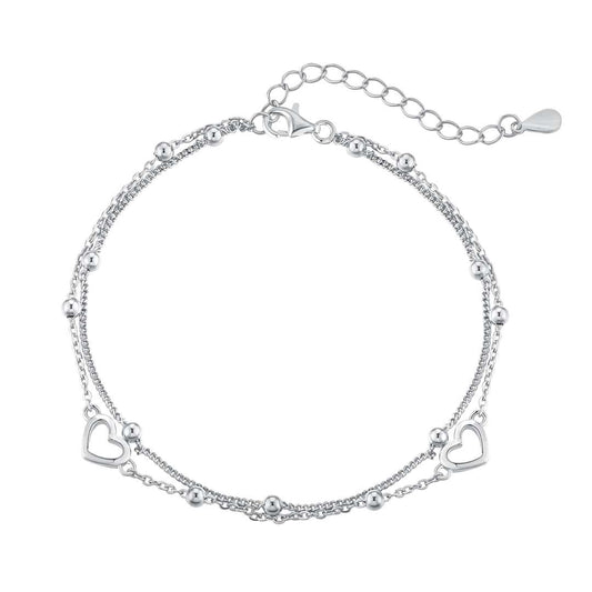 [AURORA]Dainty Double Layer Love Heart Bracelet
