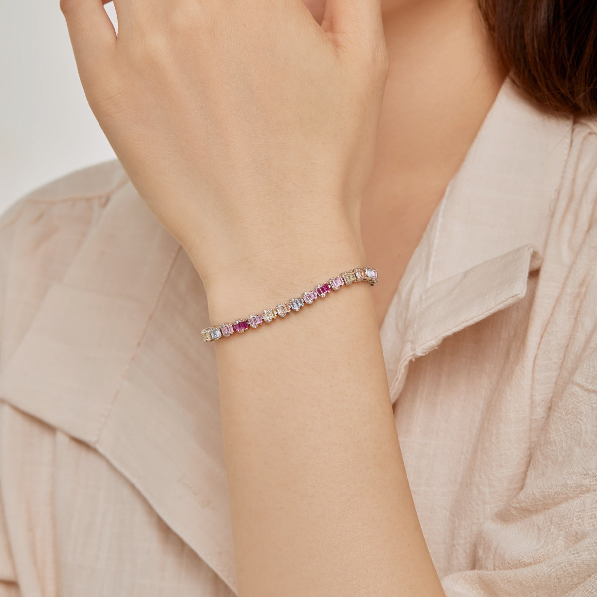 [AURORA]Delicate Colorful Emerald Cut Party Bracelet