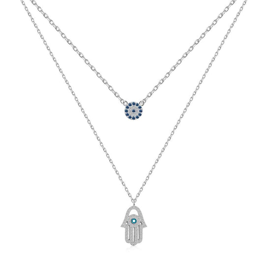 [Aurora]Demon Eye Hamsa Palm Necklace