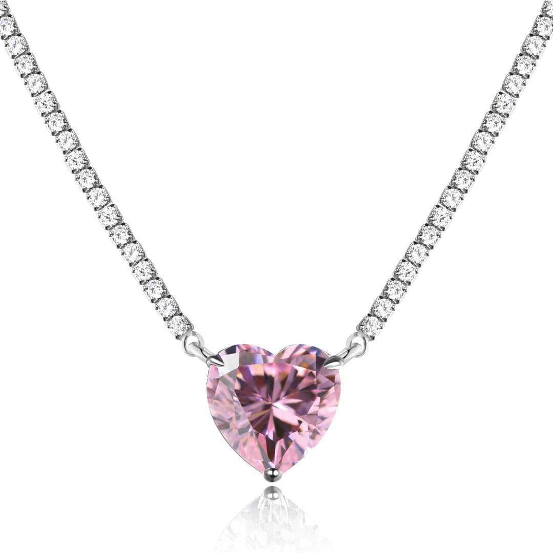 [Aurora]8.0 Carat Versatile Colorful Sweet Heart-Shaped Tennis Necklace