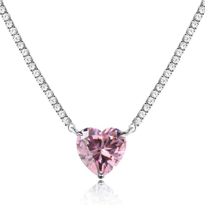 [Aurora]8.0 Carat Versatile Colorful Sweet Heart-Shaped Tennis Necklace