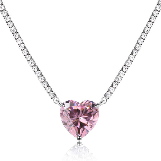 [Aurora]8.0 Carat Versatile Colorful Sweet Heart-Shaped Tennis Necklace