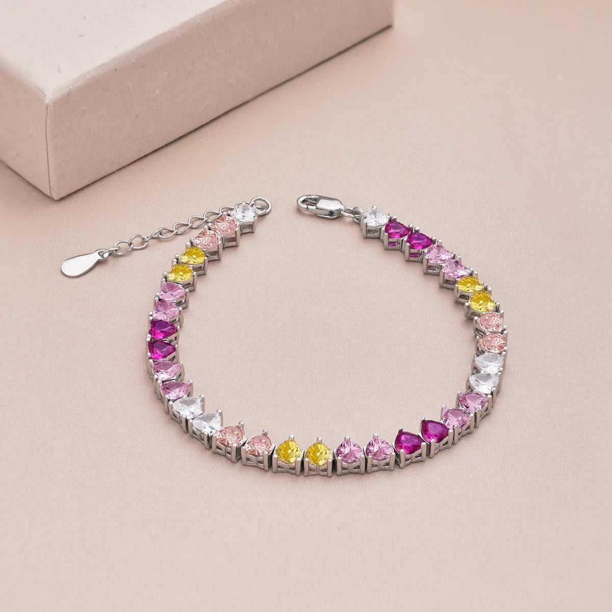 [AURORA]Luxuriöses buntes romantisches Herzform-Liebhaberarmband