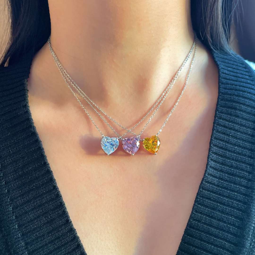 [Aurora]6.0 carat Radiant Heart Shape Necklace