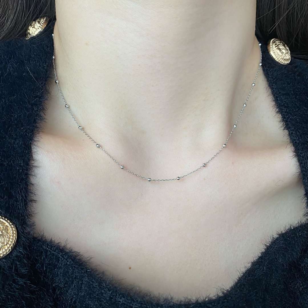 [Aurora]Small Bead Clavicle Chain Simple Necklace