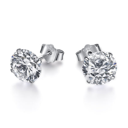 [Aurora]Stylish Shiny Round Center Stone Stud Earrings