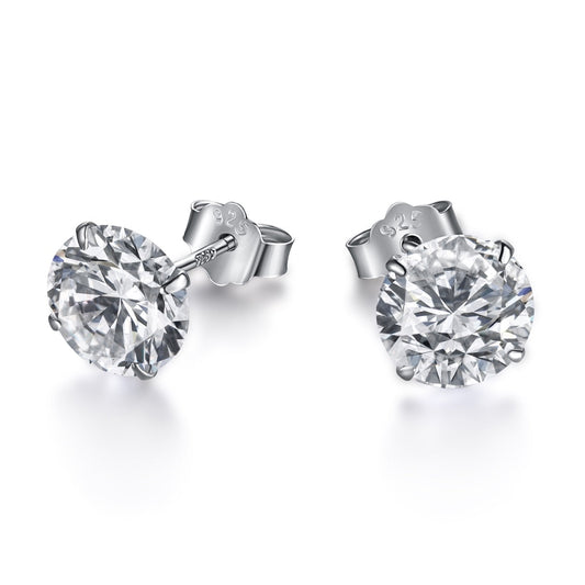 [Aurora]Stylish Shiny Round Center Stone Stud Earrings