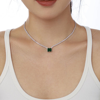 [AURORA]4.0 Carat Elegant Radiant Cut Necklace