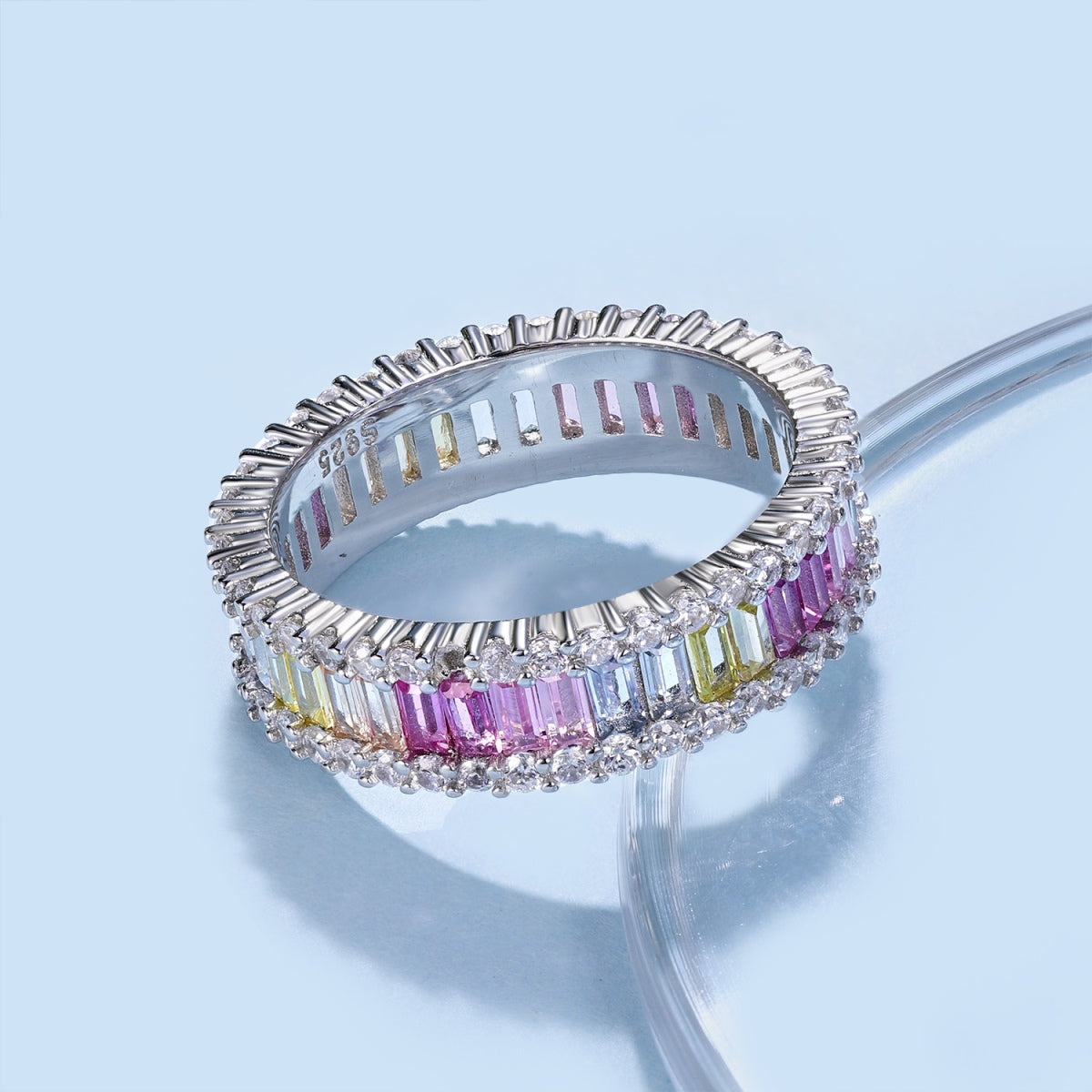 [Aurora]Dainty Kaleidoscopic Emerald Cut Daily Ring