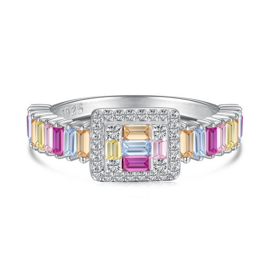 [Aurora]Exquisite Colorful Radiant Cut Party Ring