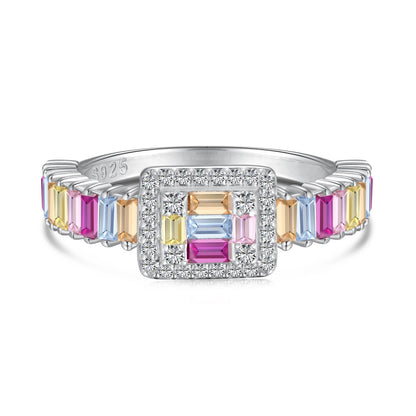 [AURORA]Exquisite Colorful Radiant Cut Party Ring