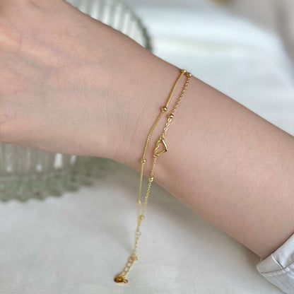 [AURORA] Zierliches doppellagiges Liebesherz-Armband