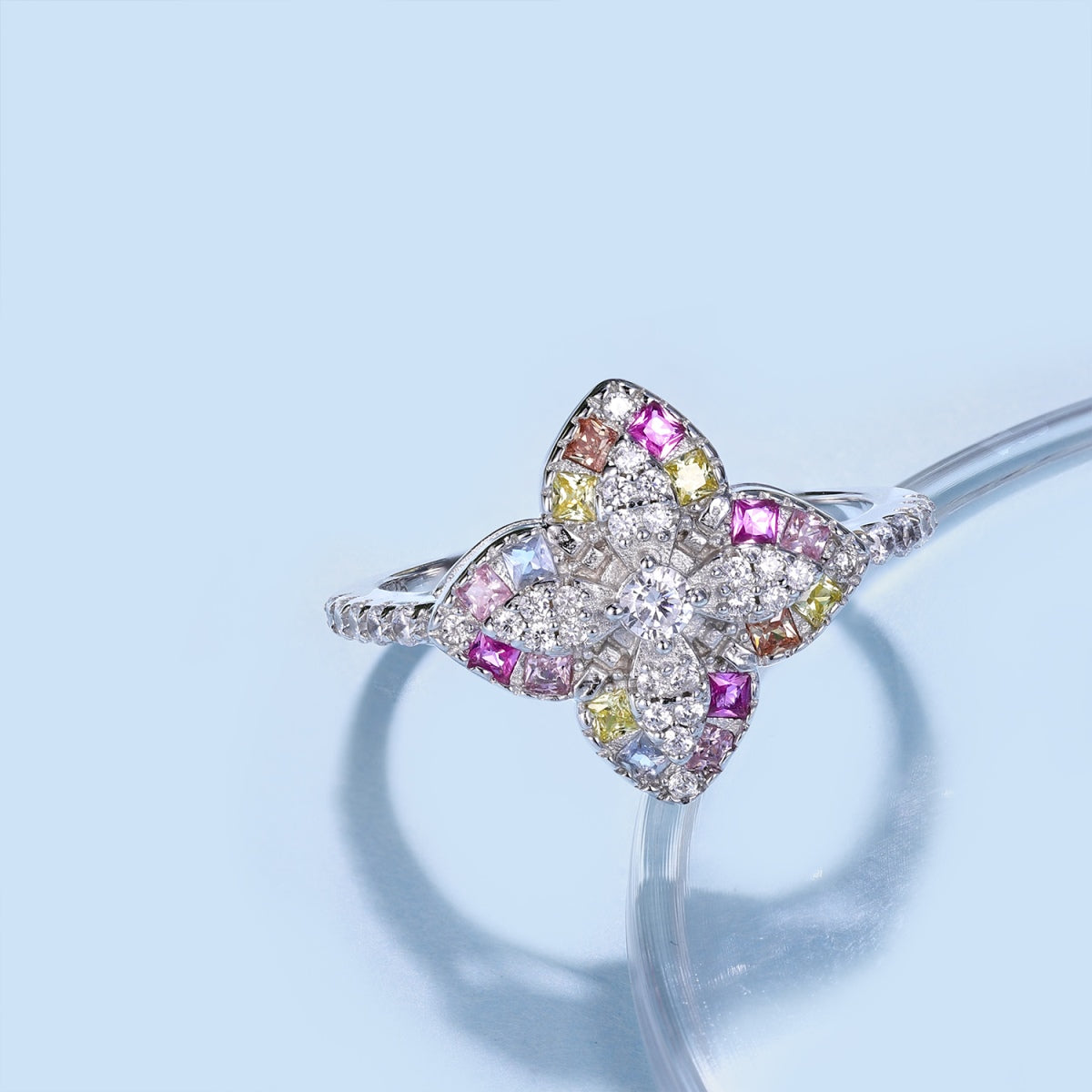 [Aurora]Luxurious Colorful Flower Shape Banquet Ring