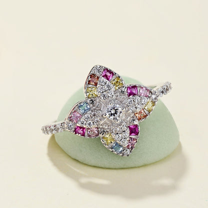 [Aurora]Luxurious Colorful Flower Shape Banquet Ring