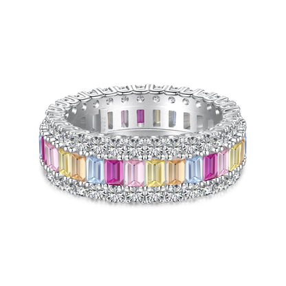[AURORA]Dainty Colorful Radiant Cut Daily Ring