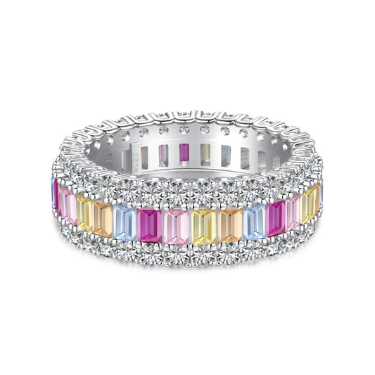 [AURORA]Dainty Colorful Radiant Cut Daily Ring