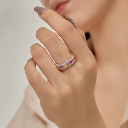 [AURORA]Dainty Colorful Radiant Cut Daily Ring