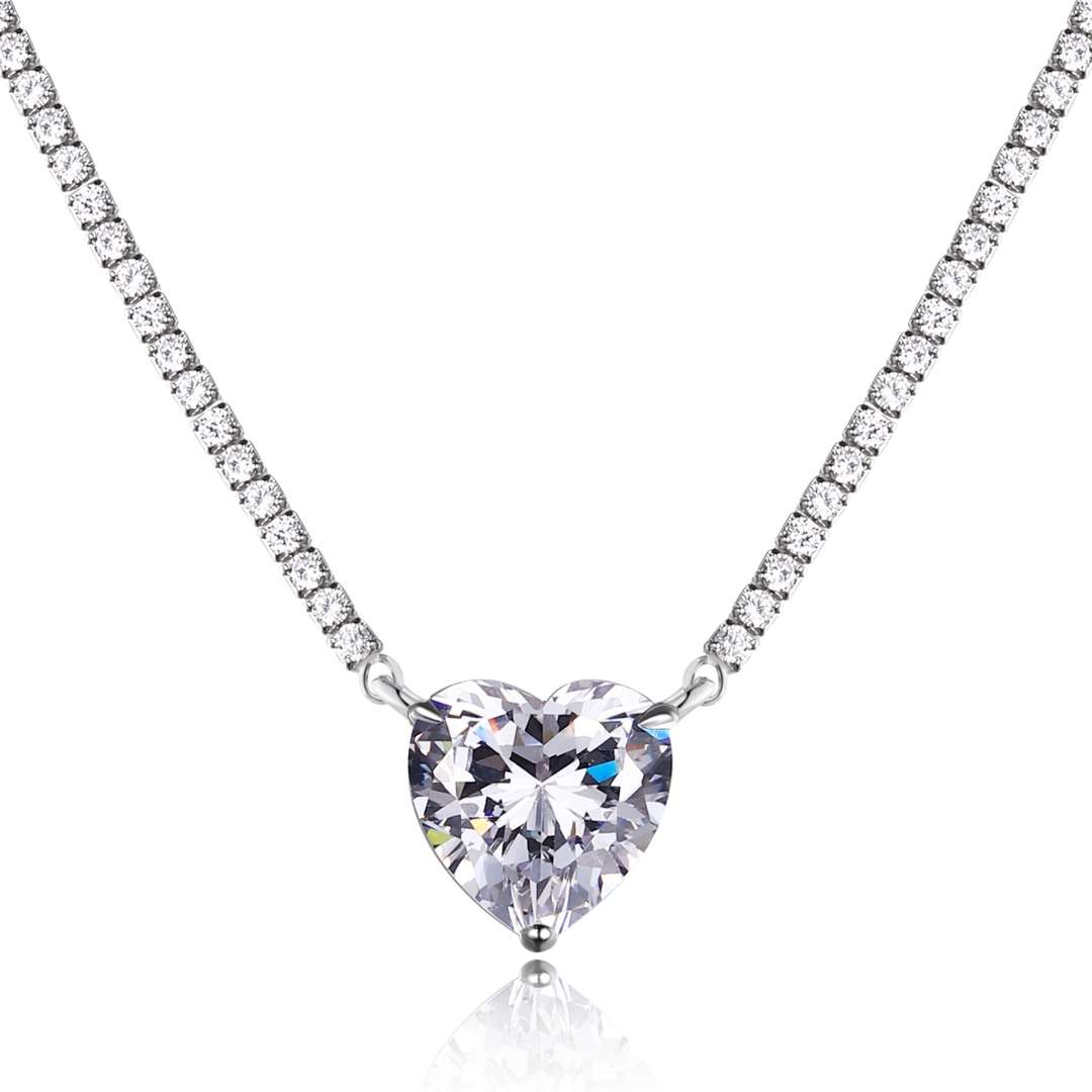 [Aurora]8.0 Carat Versatile Colorful Sweet Heart-Shaped Tennis Necklace