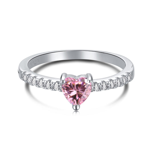 [Aurora]0.5 Carat CaratEternity Charming Heart Shape Lover Ring