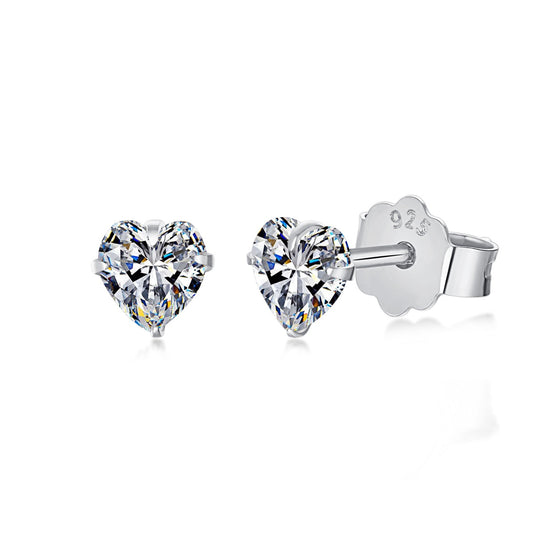 [Aurora]Sparkling Heart Shaped Simple Earrings