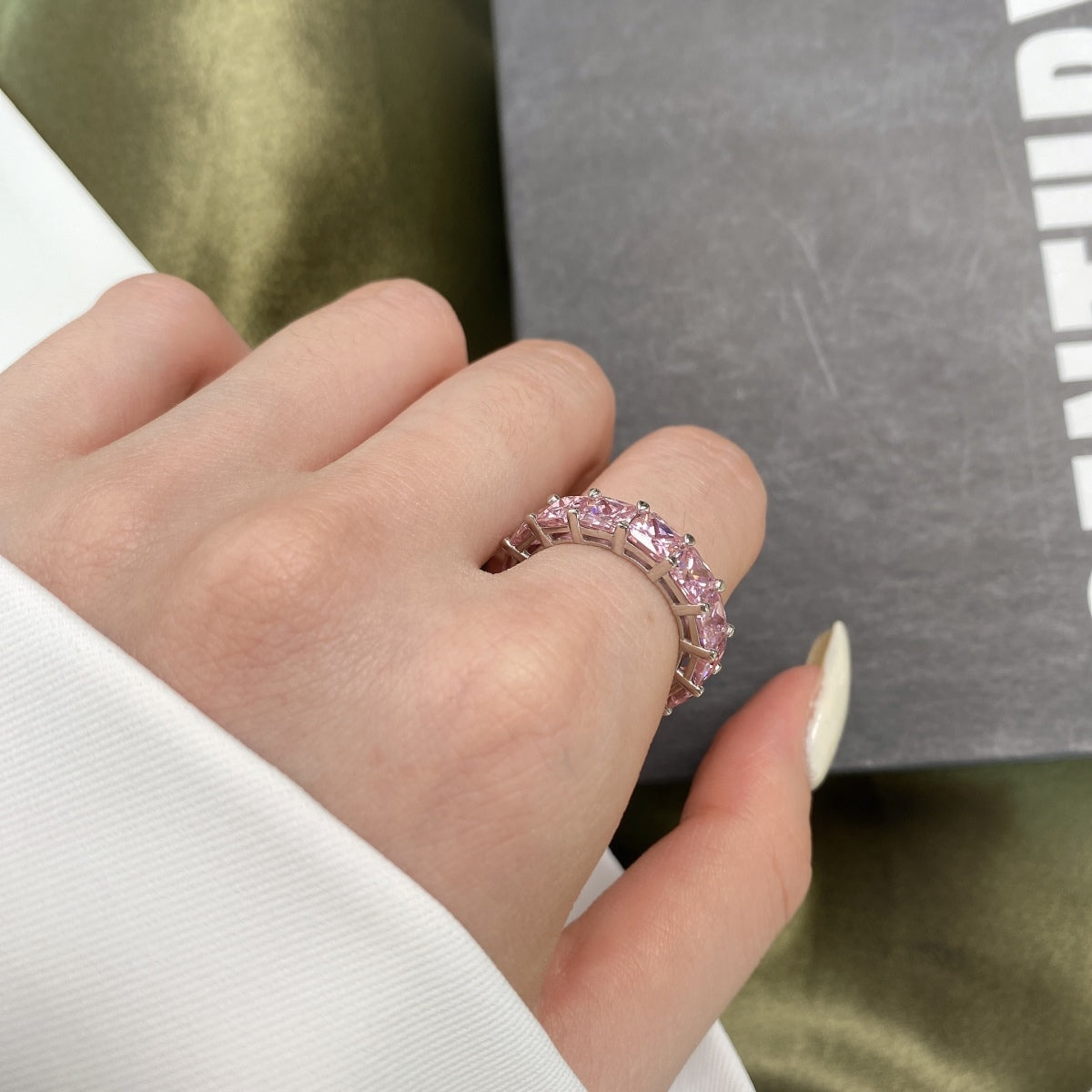[Aurora]Elegant Princess Cut Tennis Ring