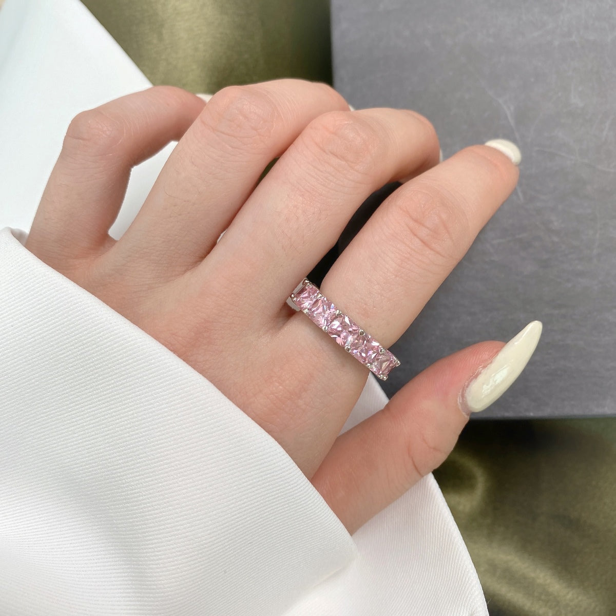 [Aurora]Elegant Princess Cut Tennis Ring