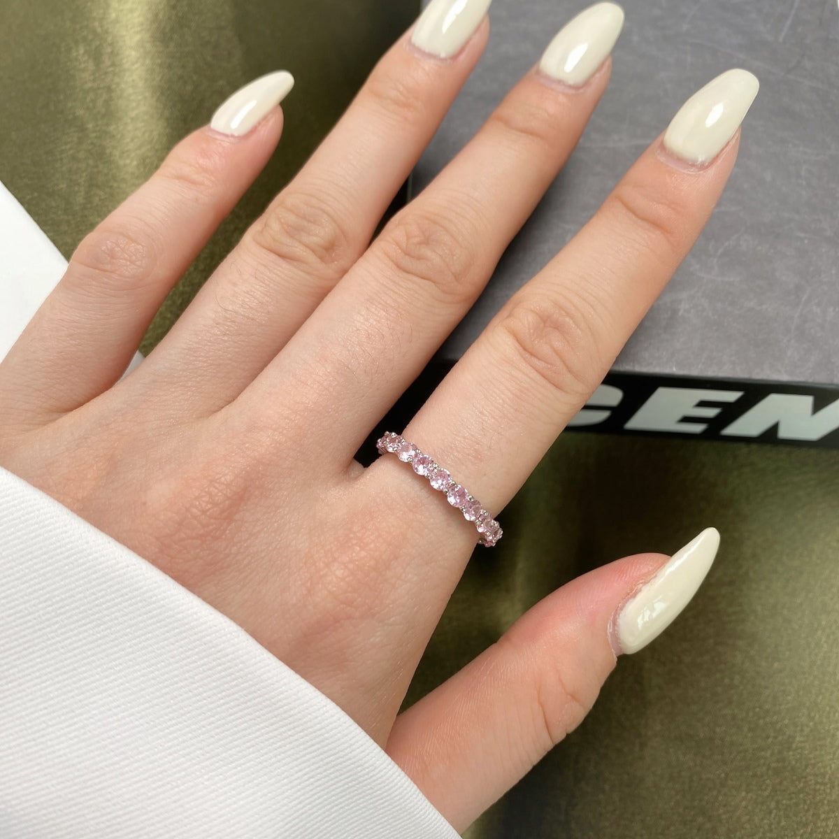[Aurora]Sparkling Round Cut Tennis Ring