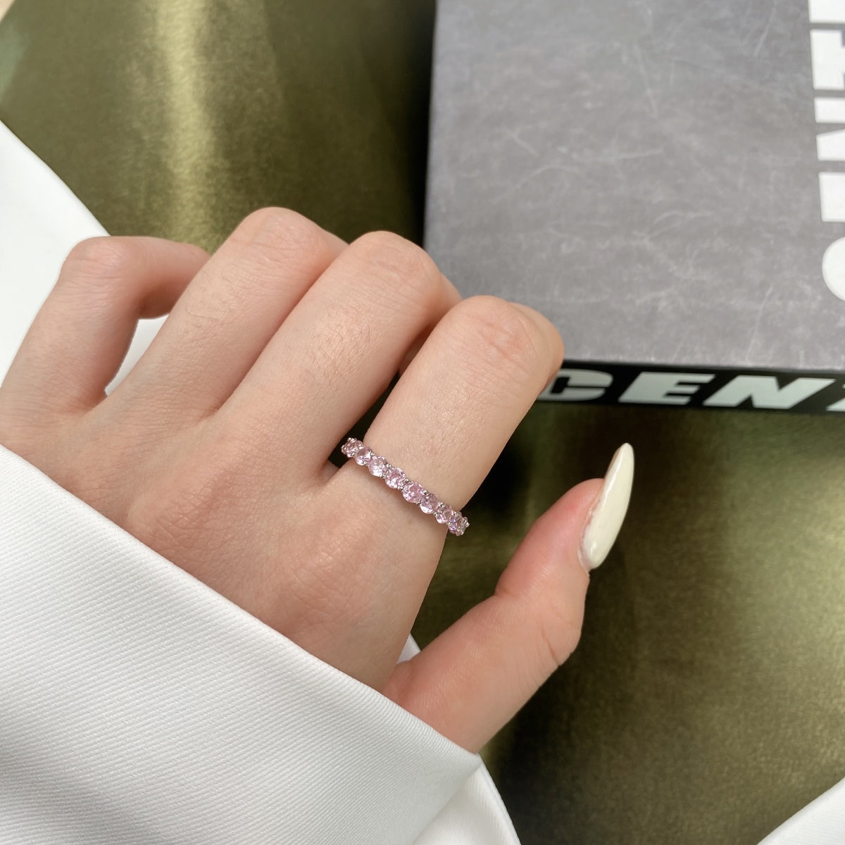 [Aurora]Sparkling Round Cut Tennis Ring