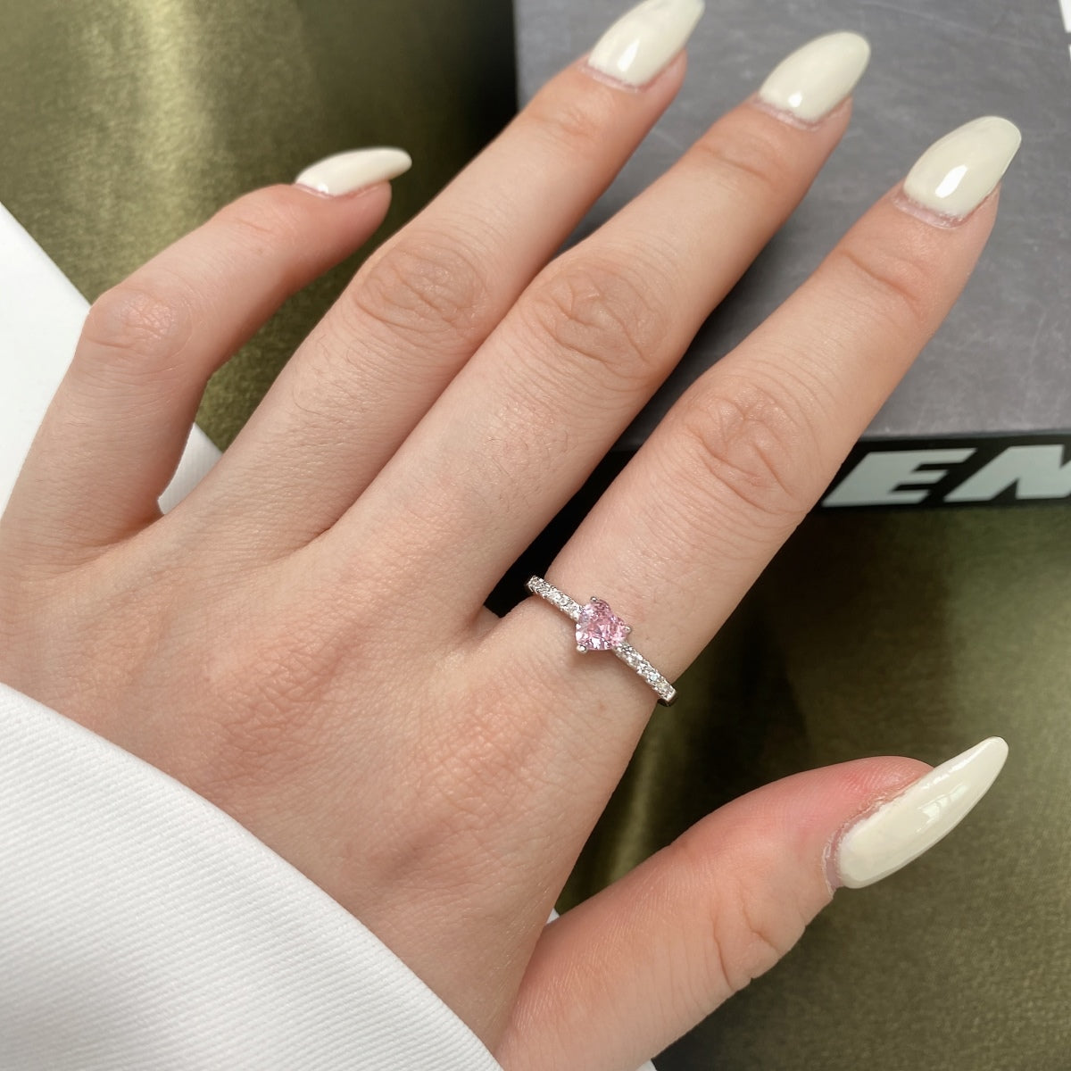 [Aurora]0.5 Carat CaratEternity Charming Heart Shape Lover Ring