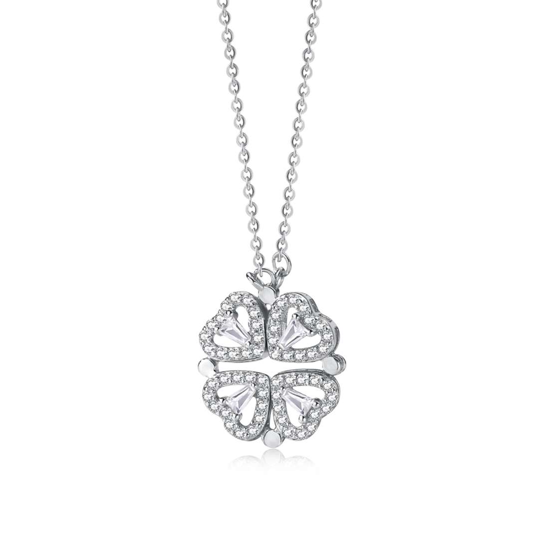 [Aurora]Ornate Heart Cut Flower Shape Necklace