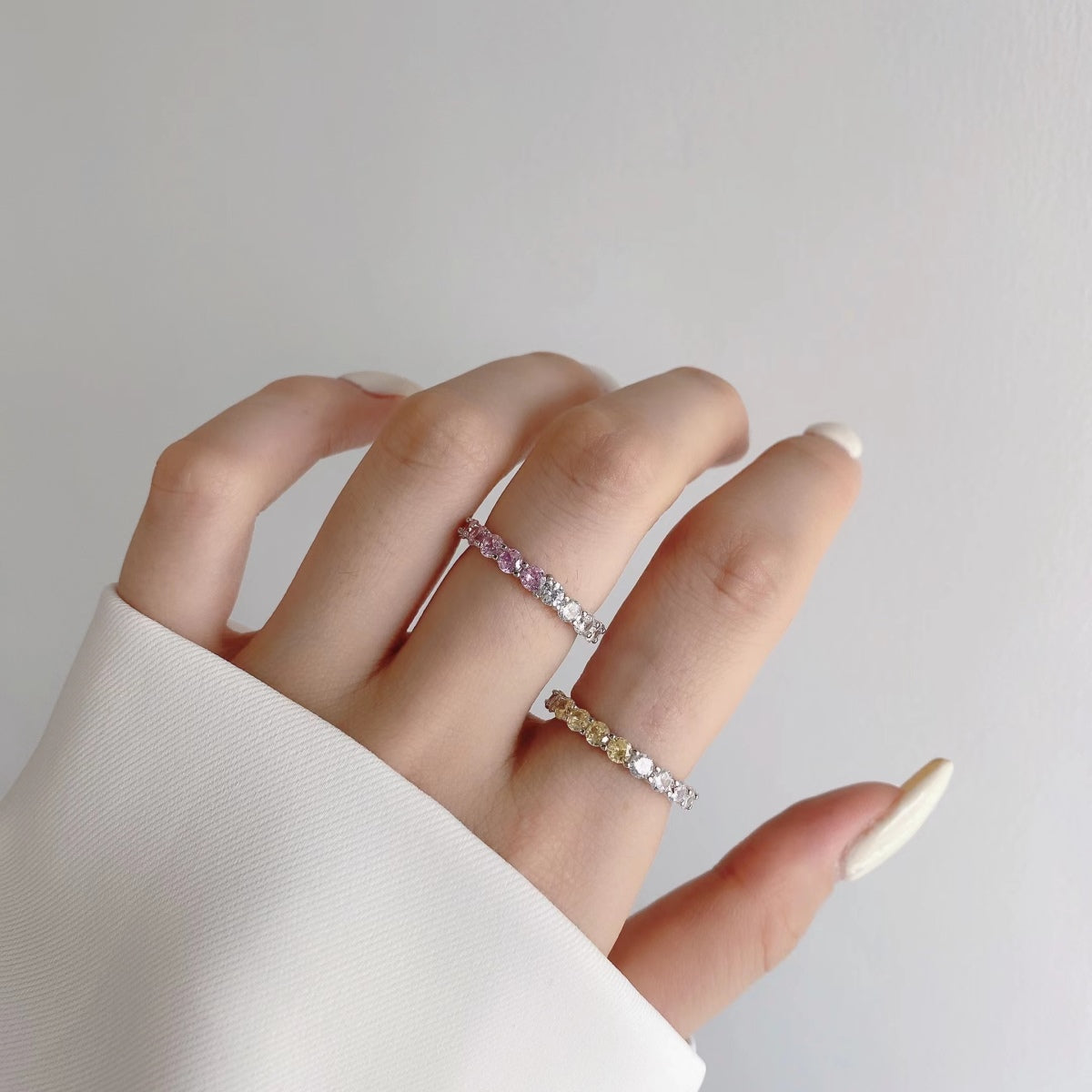 [Aurora]Sparkling Round Cut Tennis Ring