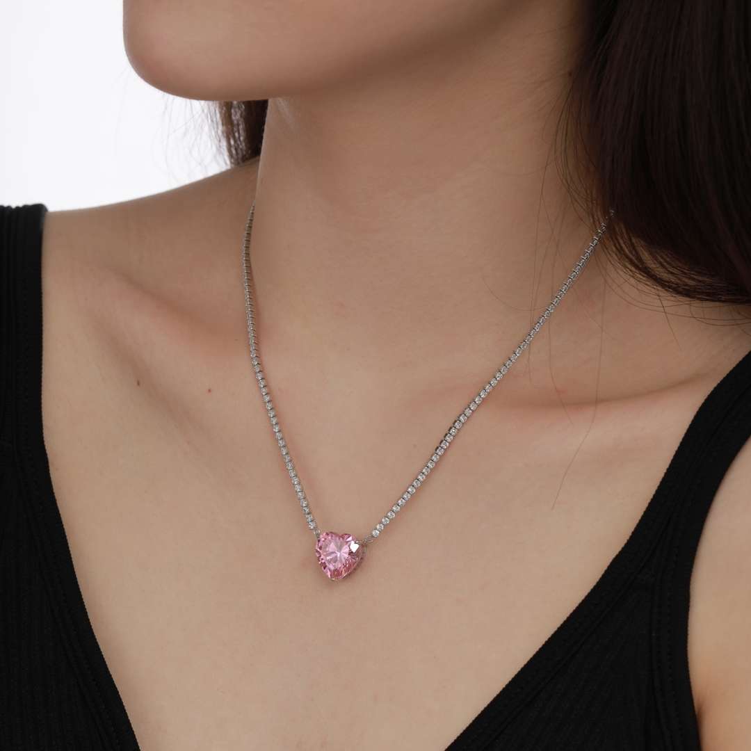 [Aurora]8.0 Carat Versatile Colorful Sweet Heart-Shaped Tennis Necklace