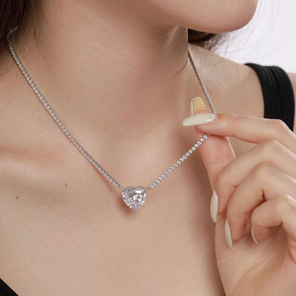 [Aurora]8.0 Carat Versatile Colorful Sweet Heart-Shaped Tennis Necklace