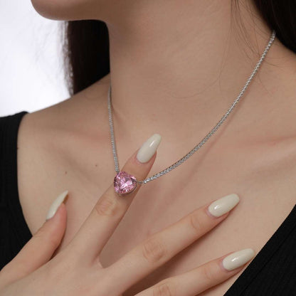 [Aurora]8.0 Carat Versatile Colorful Sweet Heart-Shaped Tennis Necklace
